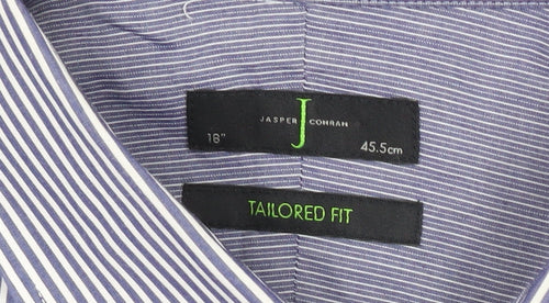 Jasper Conran Men’s Blue Striped Dress Shirt 18” Collar Classic Fit