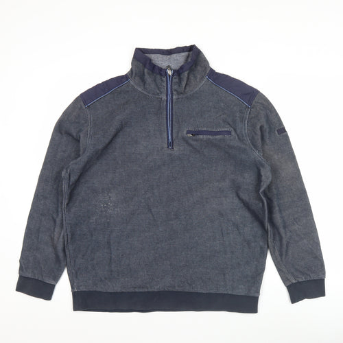 Pre End Mens Blue Quarter Zip Sweatshirt Size L Cotton Blend