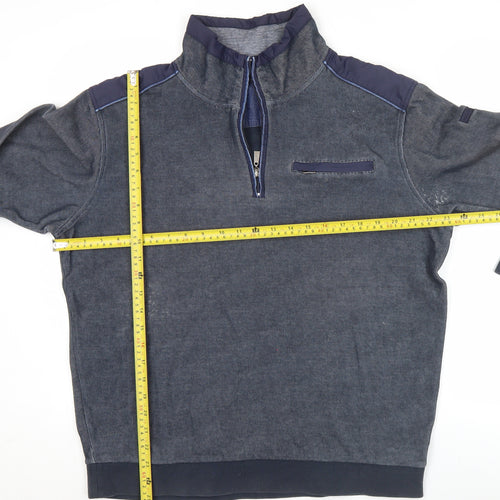 Pre End Mens Blue Quarter Zip Sweatshirt Size L Cotton Blend