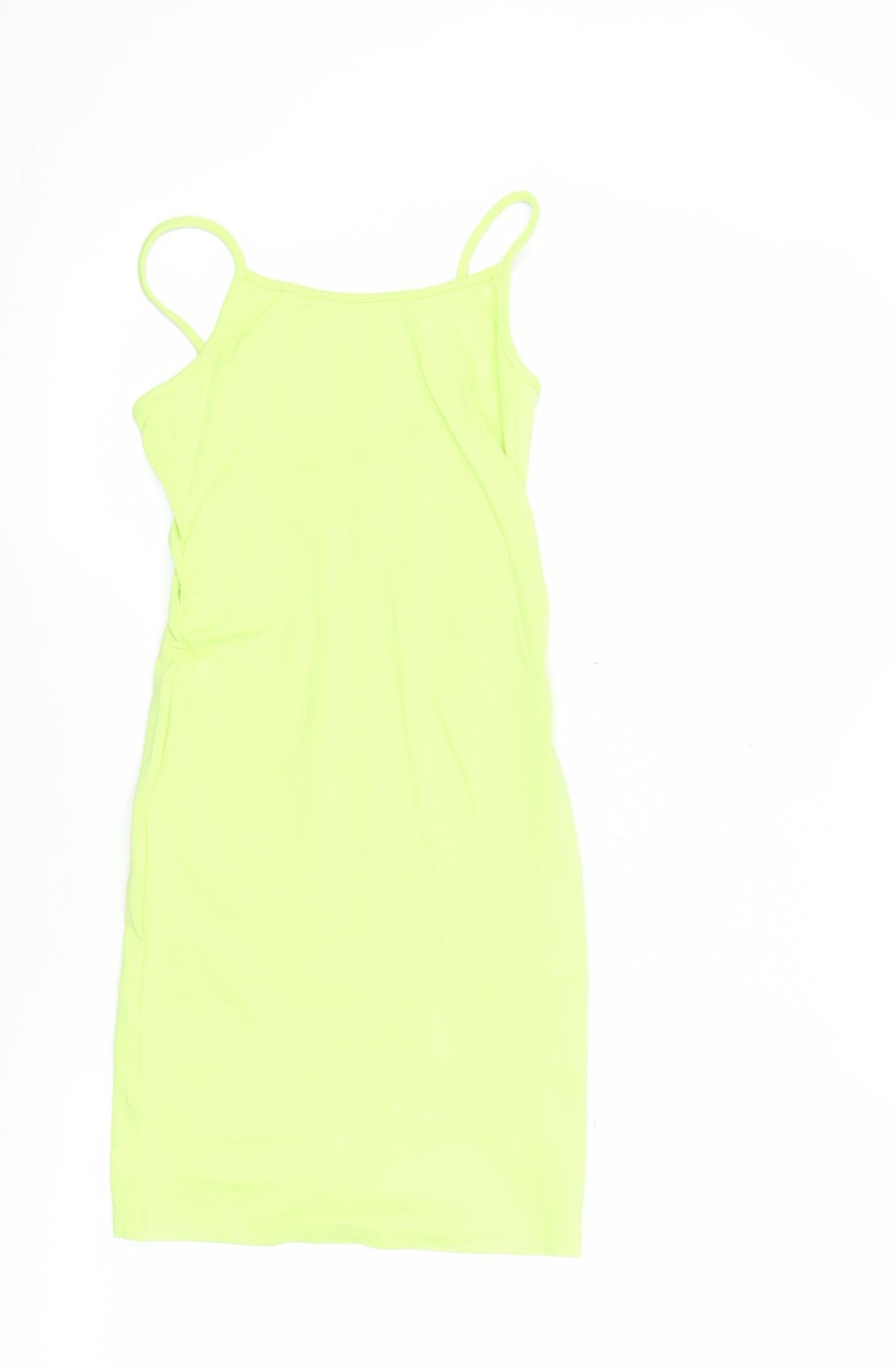 Bershka Women’s Green Bodycon Strappy Dress Size 8 V-Neck Short