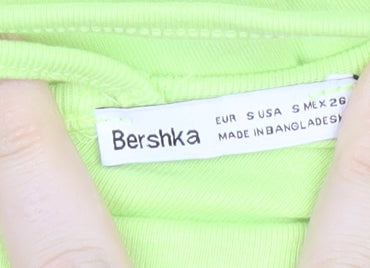 Bershka Women’s Green Bodycon Strappy Dress Size 8 V-Neck Short