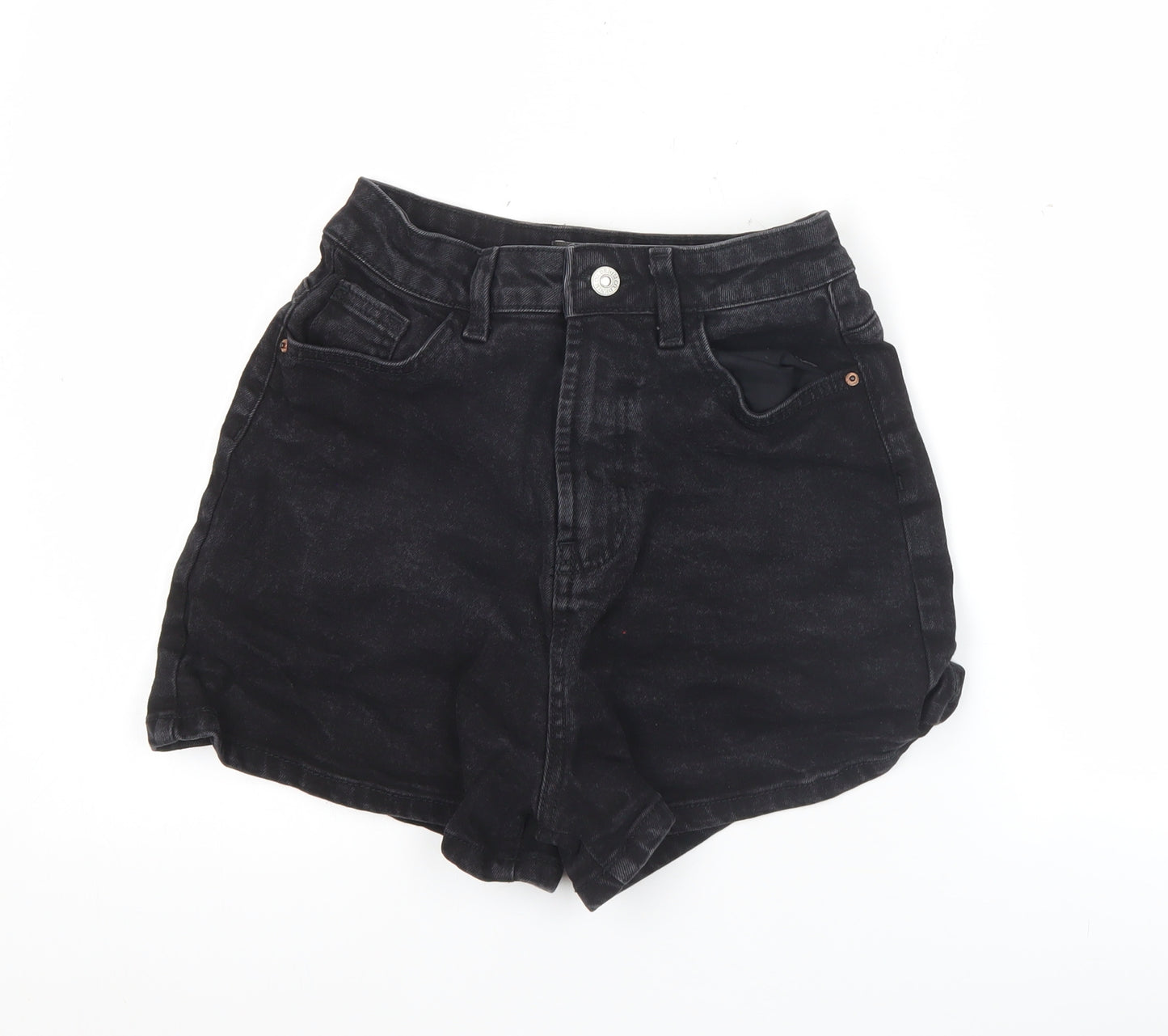 Primark Women’s Black Denim Mom Shorts Size 6 High Rise Casual