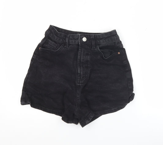 Primark Women’s Black Denim Mom Shorts Size 6 High Rise Casual