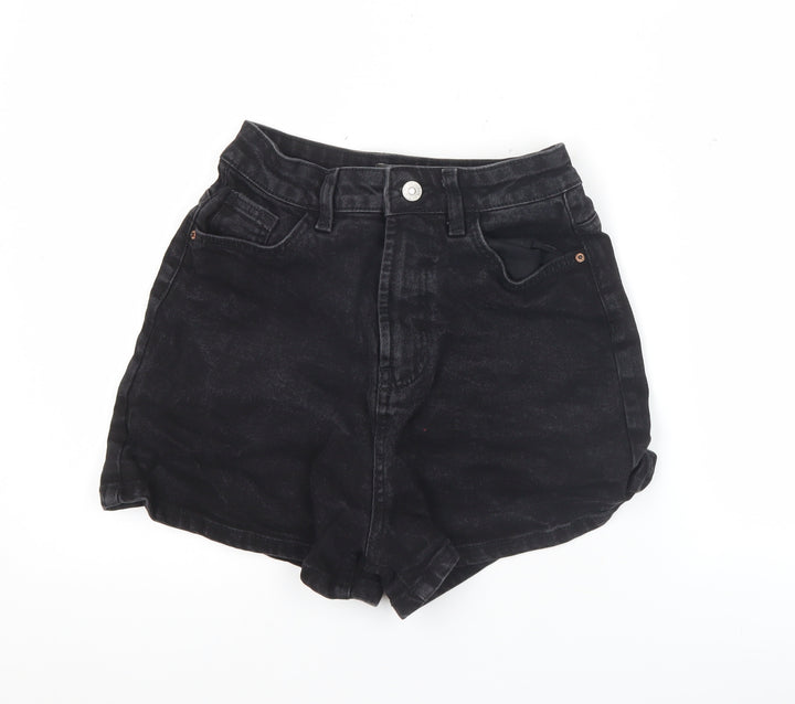 Primark Women’s Black Denim Mom Shorts Size 6 High Rise Casual
