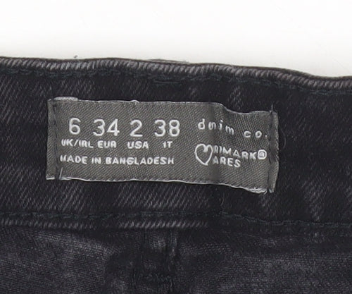 Primark Women’s Black Denim Mom Shorts Size 6 High Rise Casual