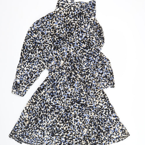 New Look Women’s Black Blue Animal Print Wrap Dress Size 12