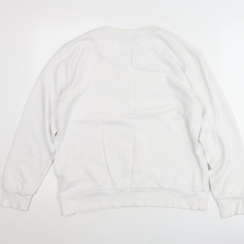 DKNY Womens White Small Logo Pullover Cotton Sweatshirt Jumper