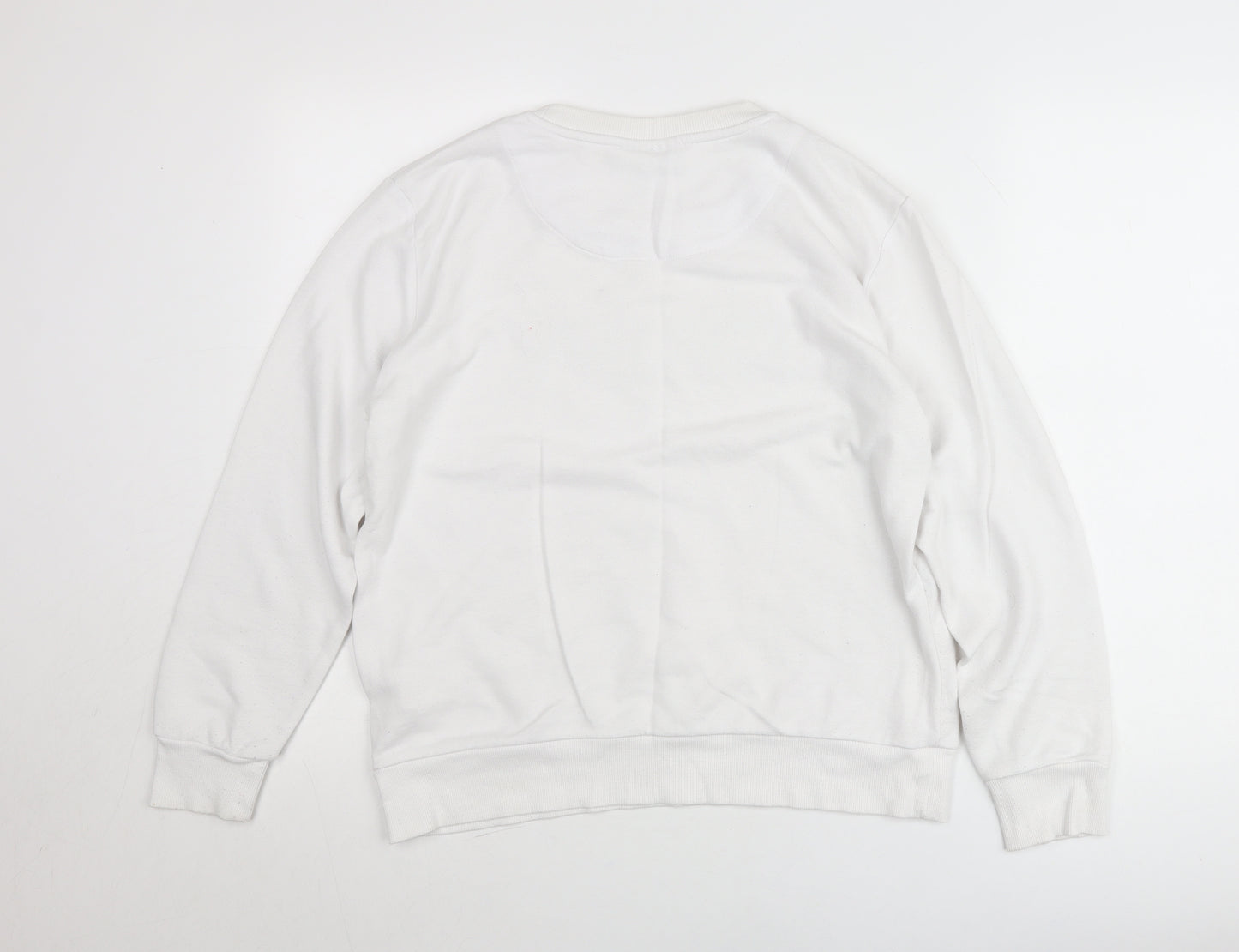 DKNY Womens White Small Logo Pullover Cotton Sweatshirt Jumper