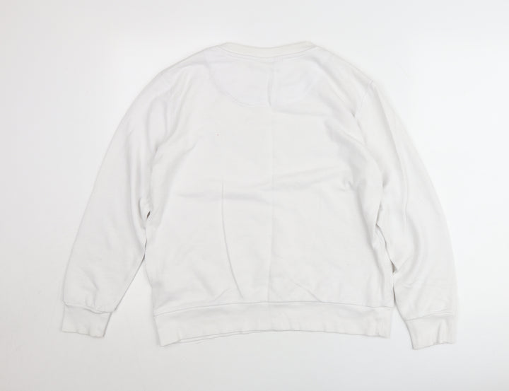 DKNY Womens White Small Logo Pullover Cotton Sweatshirt Jumper