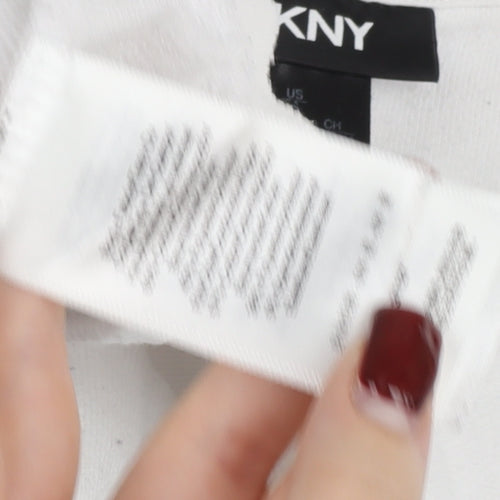 DKNY Womens White Small Logo Pullover Cotton Sweatshirt Jumper