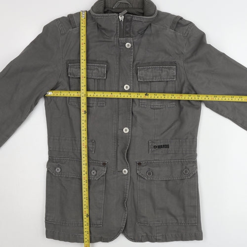 4Wards Men's Grey Military Jacket Size 40 Regular Fit Cotton