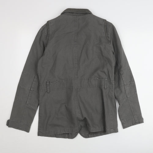 4Wards Men's Grey Military Jacket Size 40 Regular Fit Cotton