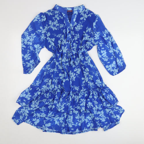 Kate & Pippa Women’s Blue Floral A-Line Knee Length Dress S