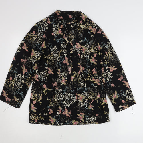 New Look Women’s Black Floral Butterfly Cardigan Size 10 Collared