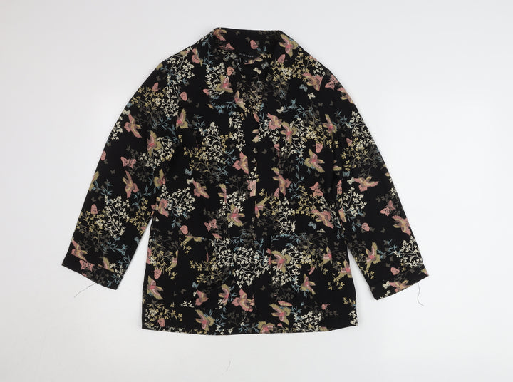 New Look Women’s Black Floral Butterfly Cardigan Size 10 Collared