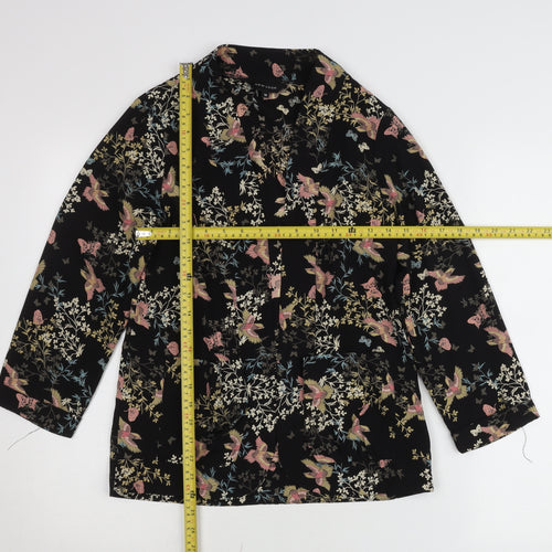 New Look Women’s Black Floral Butterfly Cardigan Size 10 Collared
