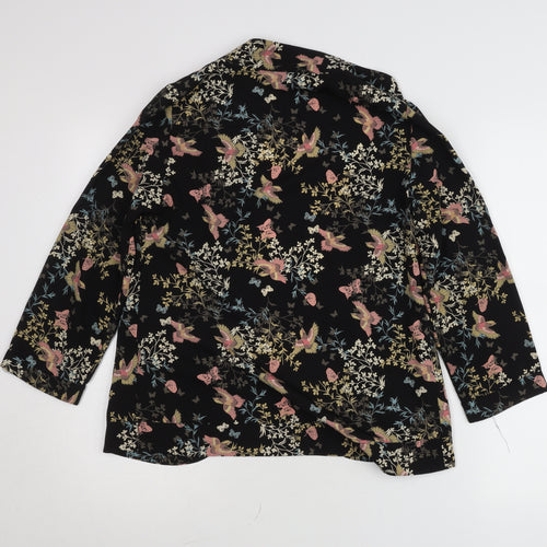 New Look Women’s Black Floral Butterfly Cardigan Size 10 Collared