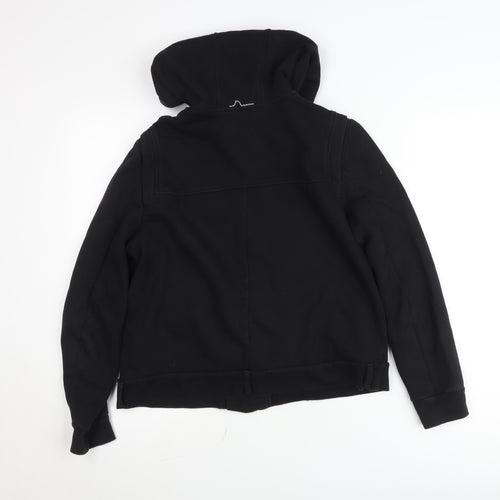The Kooples Women Black Cotton Biker Jacket Hoodie Size M