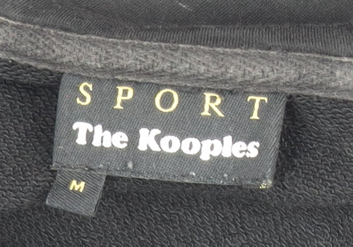 The Kooples Women Black Cotton Biker Jacket Hoodie Size M