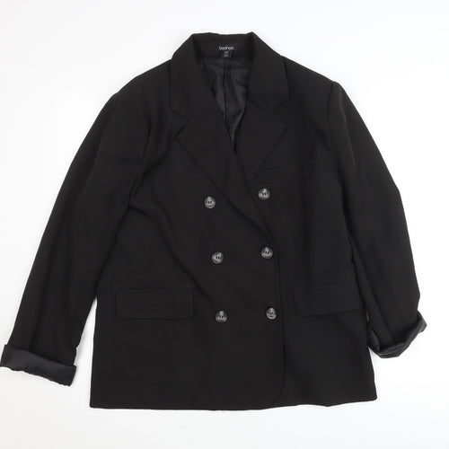 Boohoo Women’s Black Size 10 Double-Breasted Blazer Jacket