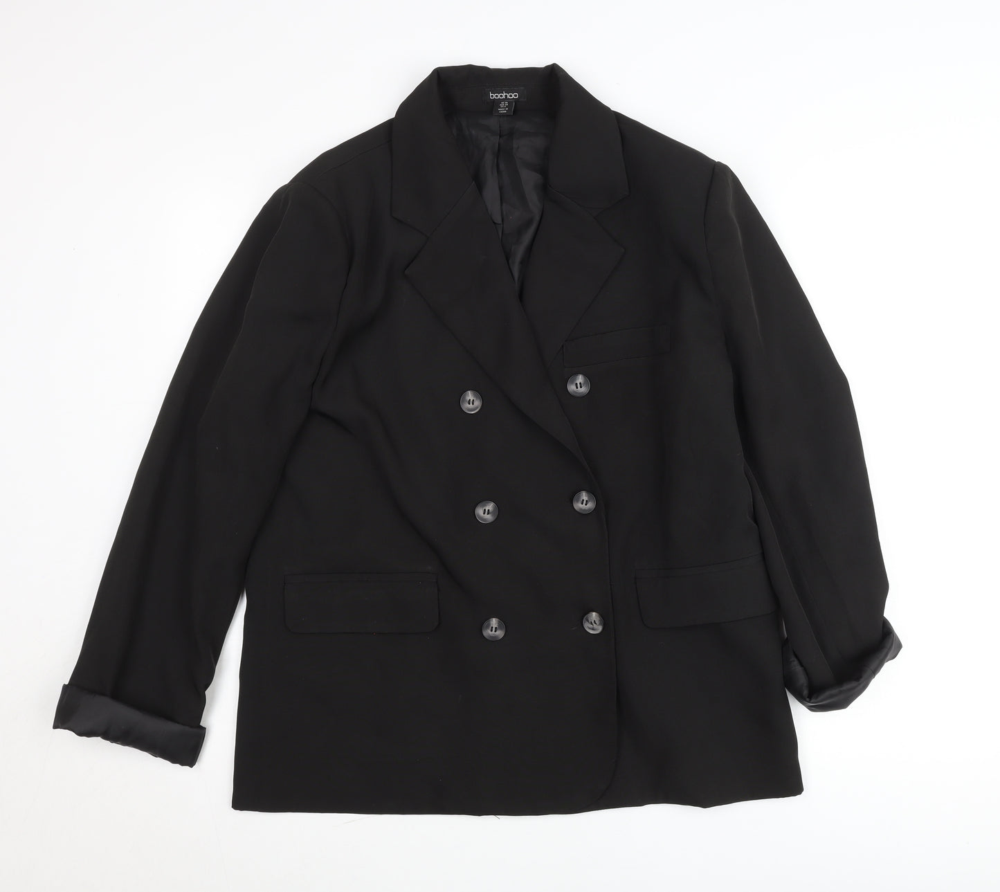 Boohoo Women’s Black Size 10 Double-Breasted Blazer Jacket