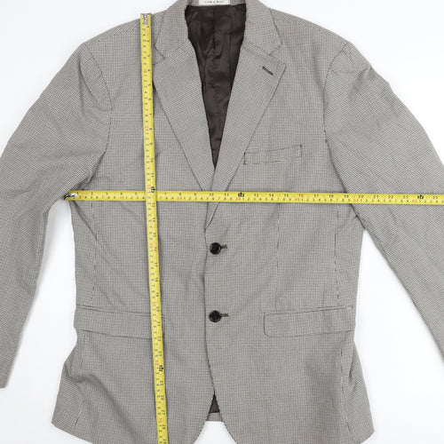 Zara Man Men’s Grey Check Blazer Jacket Size 42 Regular Notch Lapel