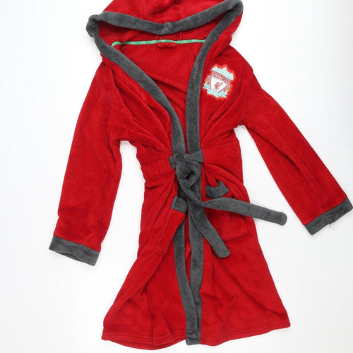 Liverpool FC Boys Red Hooded Wrap Robe 10-11 Years Fleece Football Fanwear