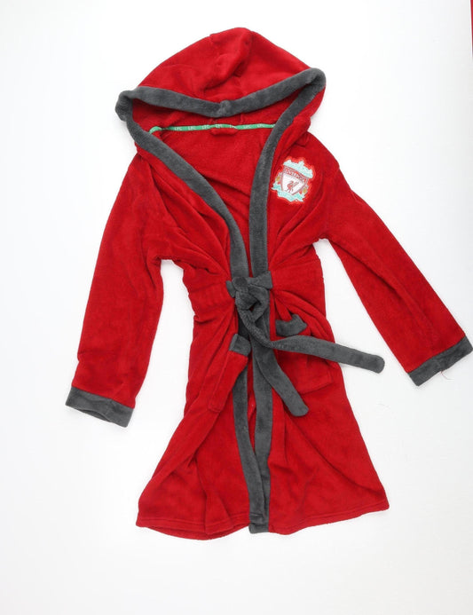 Liverpool FC Boys Red Hooded Wrap Robe 10-11 Years Fleece Football Fanwear