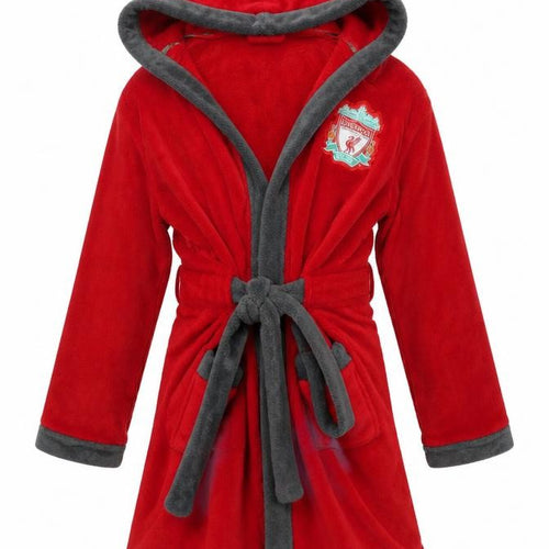 Liverpool FC Boys Red Hooded Wrap Robe 10-11 Years Fleece Football Fanwear