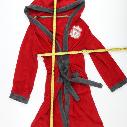 Liverpool FC Boys Red Hooded Wrap Robe 10-11 Years Fleece Football Fanwear