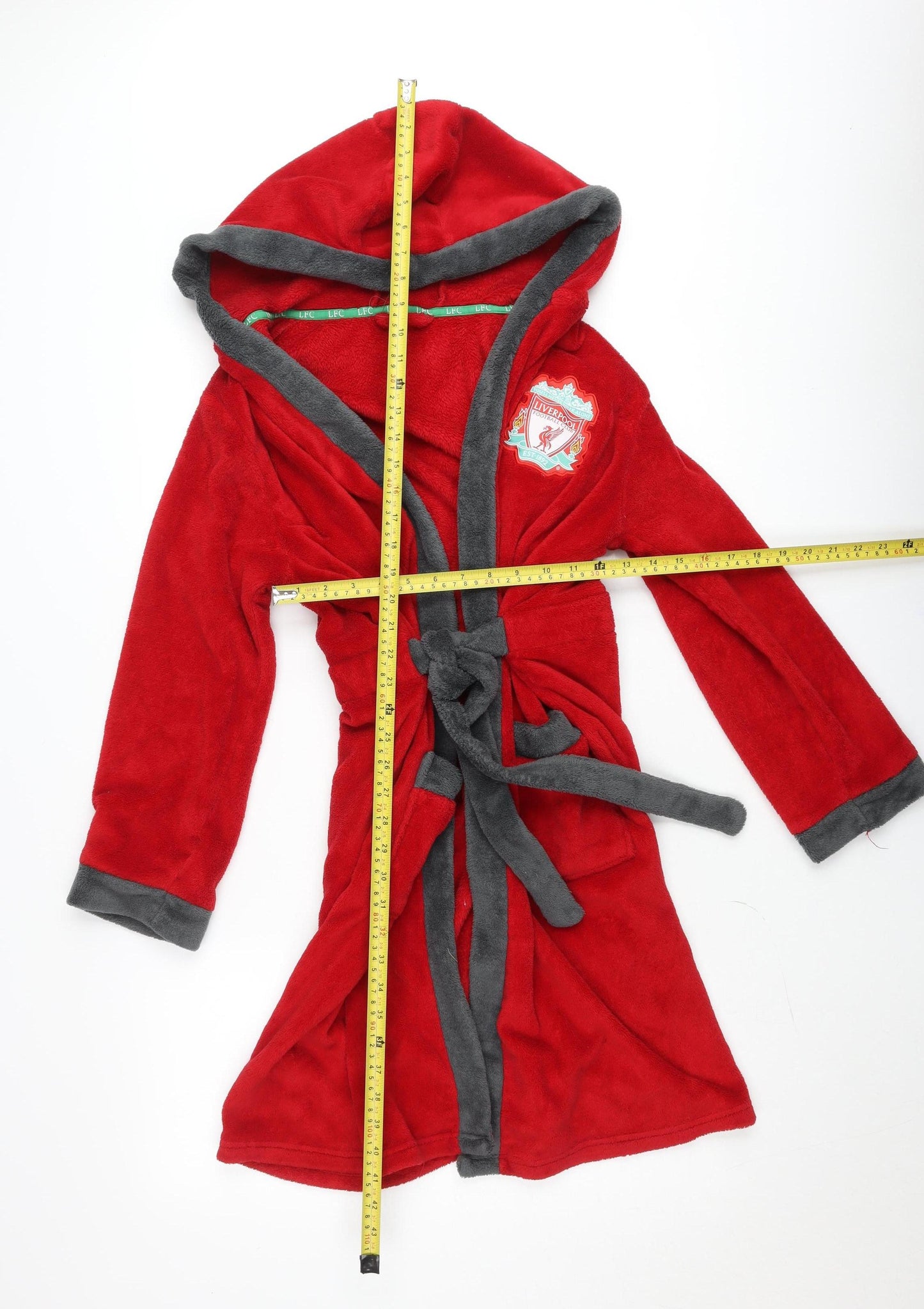 Liverpool FC Boys Red Hooded Wrap Robe 10-11 Years Fleece Football Fanwear