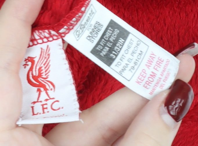 Liverpool FC Boys Red Hooded Wrap Robe 10-11 Years Fleece Football Fanwear