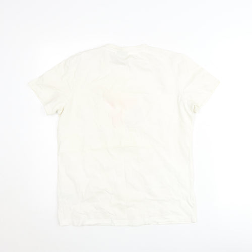 Flair Womens White M T-Shirt Graphic Print Sports Casual