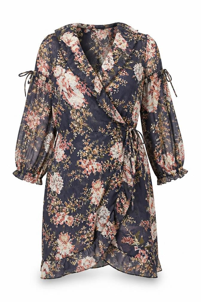 ASOS DESIGN Women’s Floral Midi Wrap Dress Size 16 Multicoloured