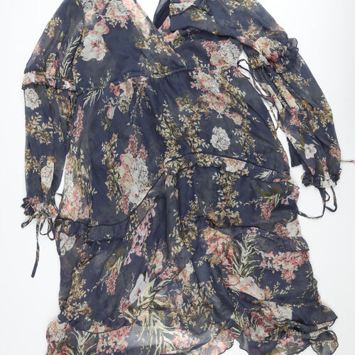 ASOS DESIGN Women’s Floral Midi Wrap Dress Size 16 Multicoloured