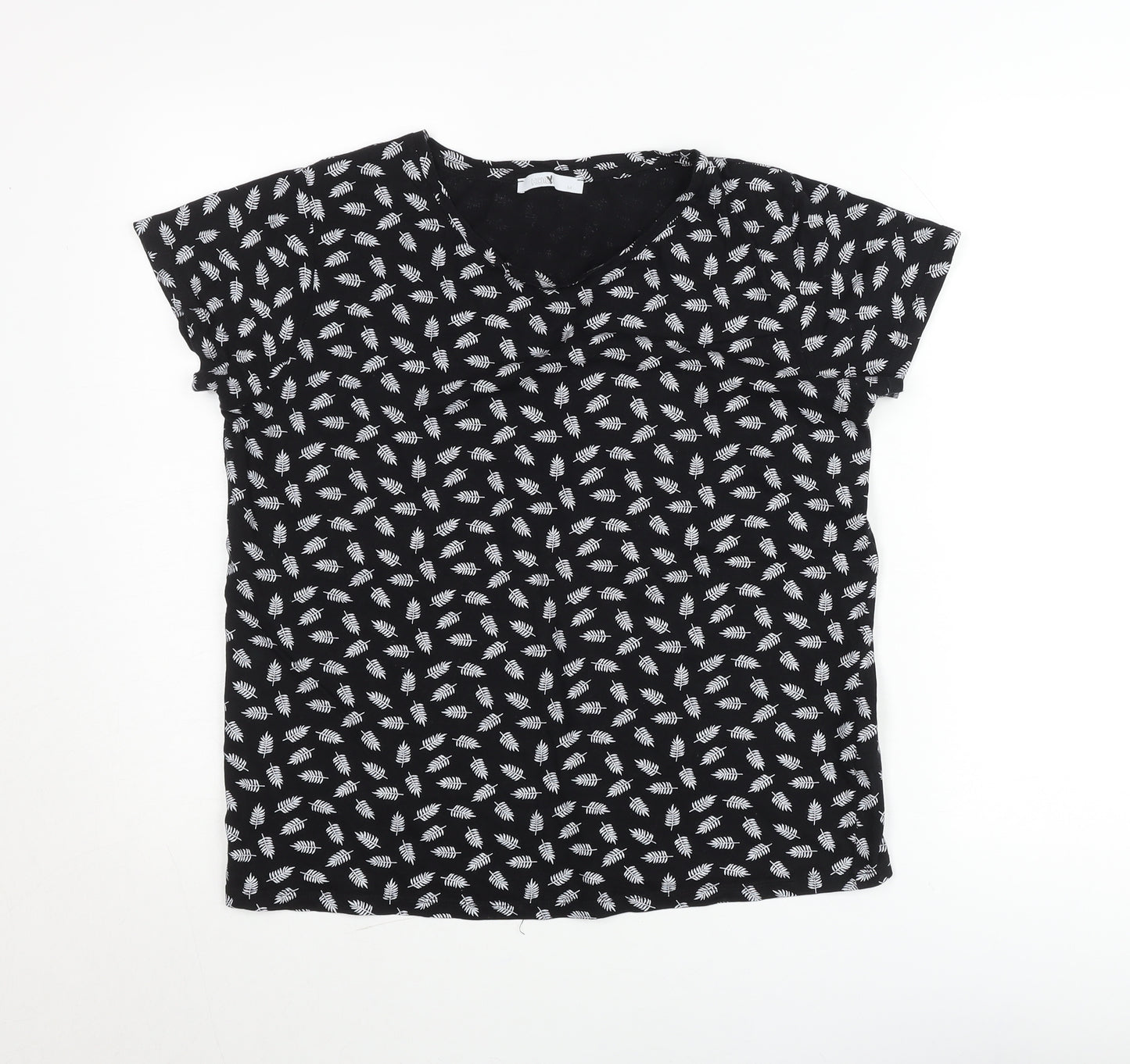 Hailys Womens Black Floral Viscose Stretch T-Shirt M