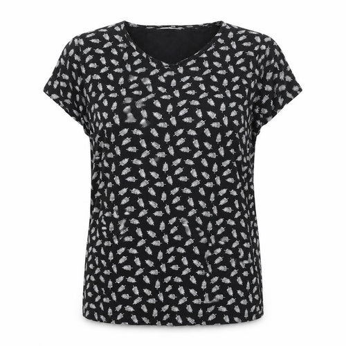 Hailys Womens Black Floral Viscose Stretch T-Shirt M