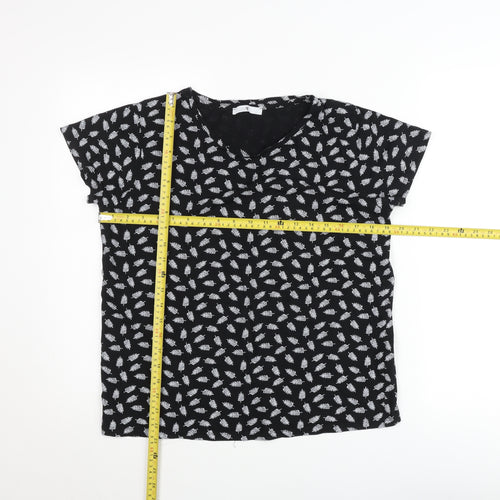 Hailys Womens Black Floral Viscose Stretch T-Shirt M