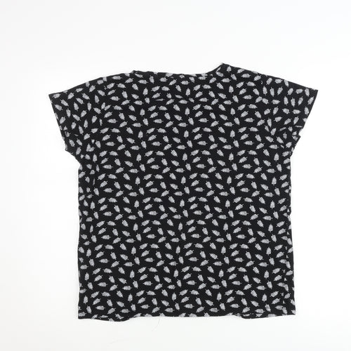 Hailys Womens Black Floral Viscose Stretch T-Shirt M