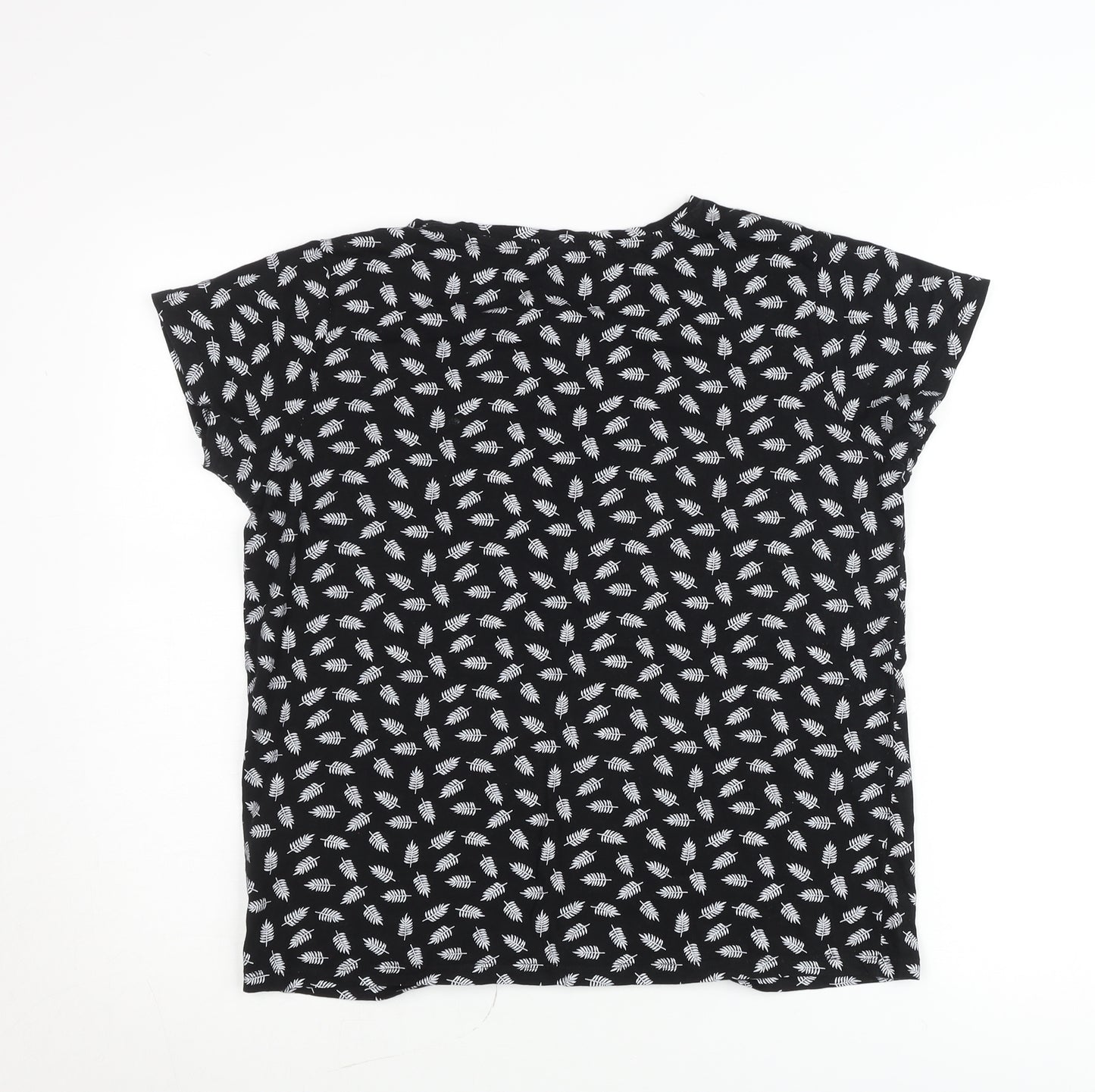 Hailys Womens Black Floral Viscose Stretch T-Shirt M