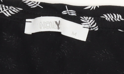 Hailys Womens Black Floral Viscose Stretch T-Shirt M