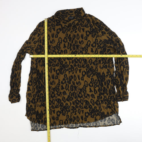 New Look Curves Women Brown Animal Print Tunic Shirt Size 26