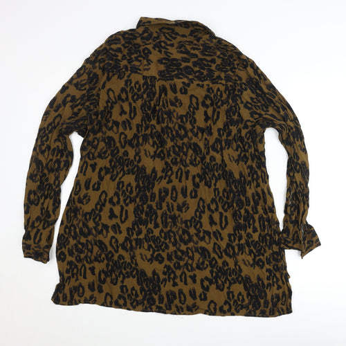New Look Curves Women Brown Animal Print Tunic Shirt Size 26