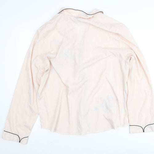 River Island Women Pink Button-Up Embroidered Shirt Blouse L