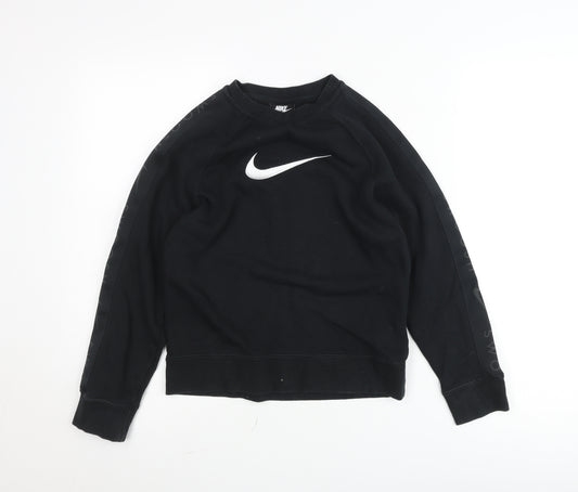 Nike Boys Black Pullover Jumper 11-12 Years Crew Neck Graphic Sportswear