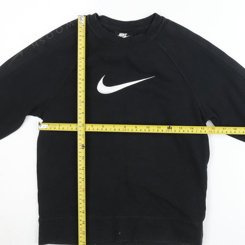 Nike Boys Black Pullover Jumper 11-12 Years Crew Neck Graphic Sportswear