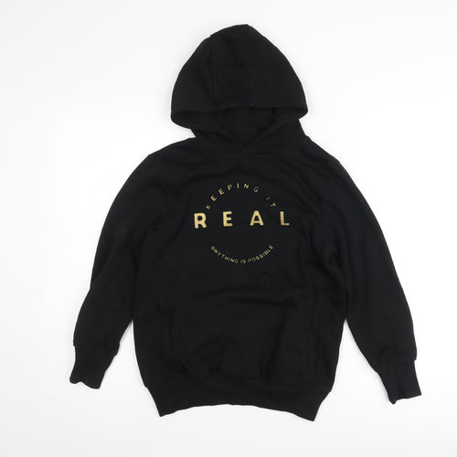 Next Boys Black Hoodie 9 Years Pullover Graphic Logo Sweatshirt
