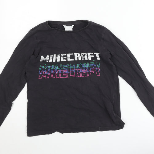 Marks and Spencer Teens Black Minecraft Long Sleeve T-Shirt Size 10