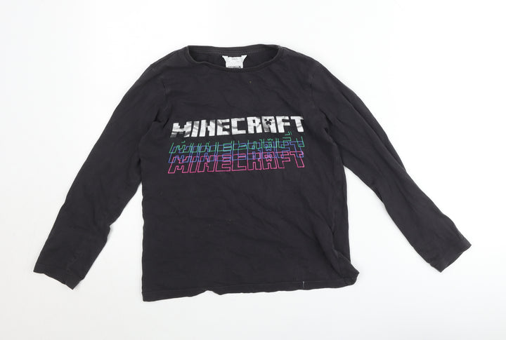 Marks and Spencer Teens Black Minecraft Long Sleeve T-Shirt Size 10