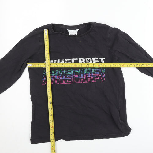 Marks and Spencer Teens Black Minecraft Long Sleeve T-Shirt Size 10